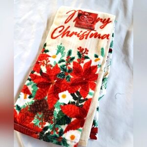 Merry Christmas Poinsetta Kitchen Towel